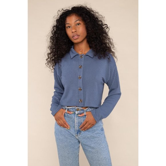 NWT Blue Collared Cardigan with Buttons - Ballet Core 🦋 Size: S, M, L - Picture 1 of 6